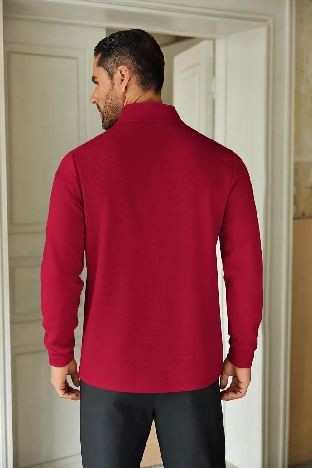 COOFANDY Men's Quarter Zip Up Pullover Lightweight Mock Neck Sweatshirt Casual Long Sleeve Polo Shirt