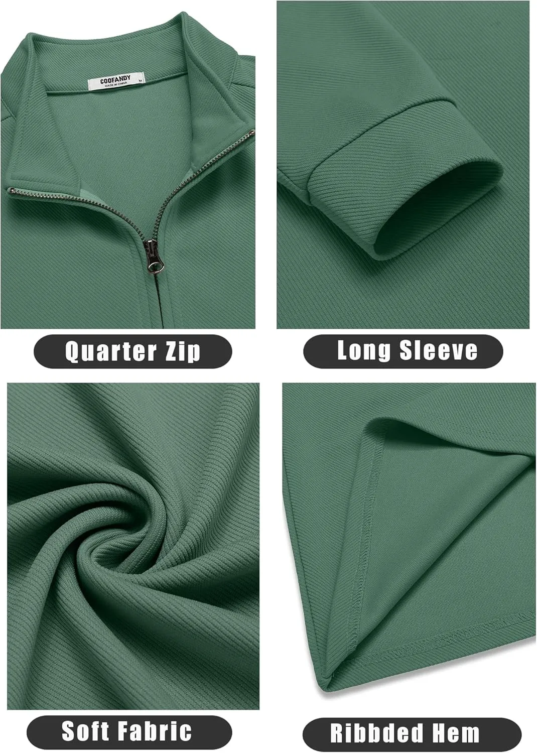 COOFANDY Men's Quarter Zip Up Pullover Lightweight Mock Neck Sweatshirt Casual Long Sleeve Polo Shirt