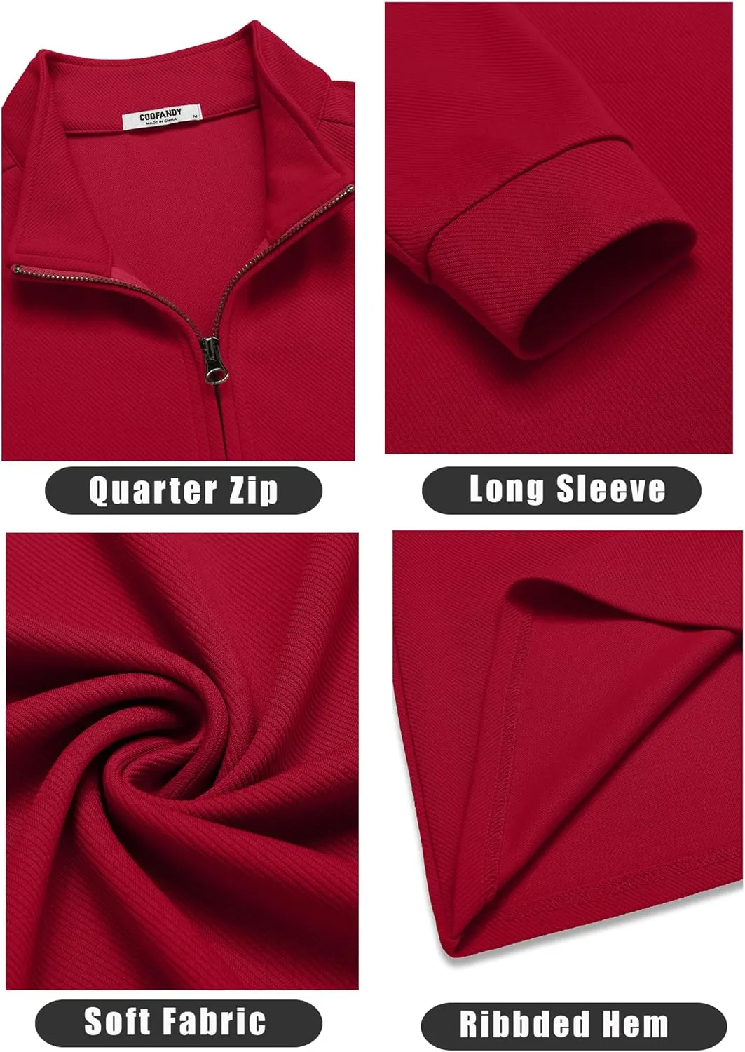 COOFANDY Men's Quarter Zip Up Pullover Lightweight Mock Neck Sweatshirt Casual Long Sleeve Polo Shirt