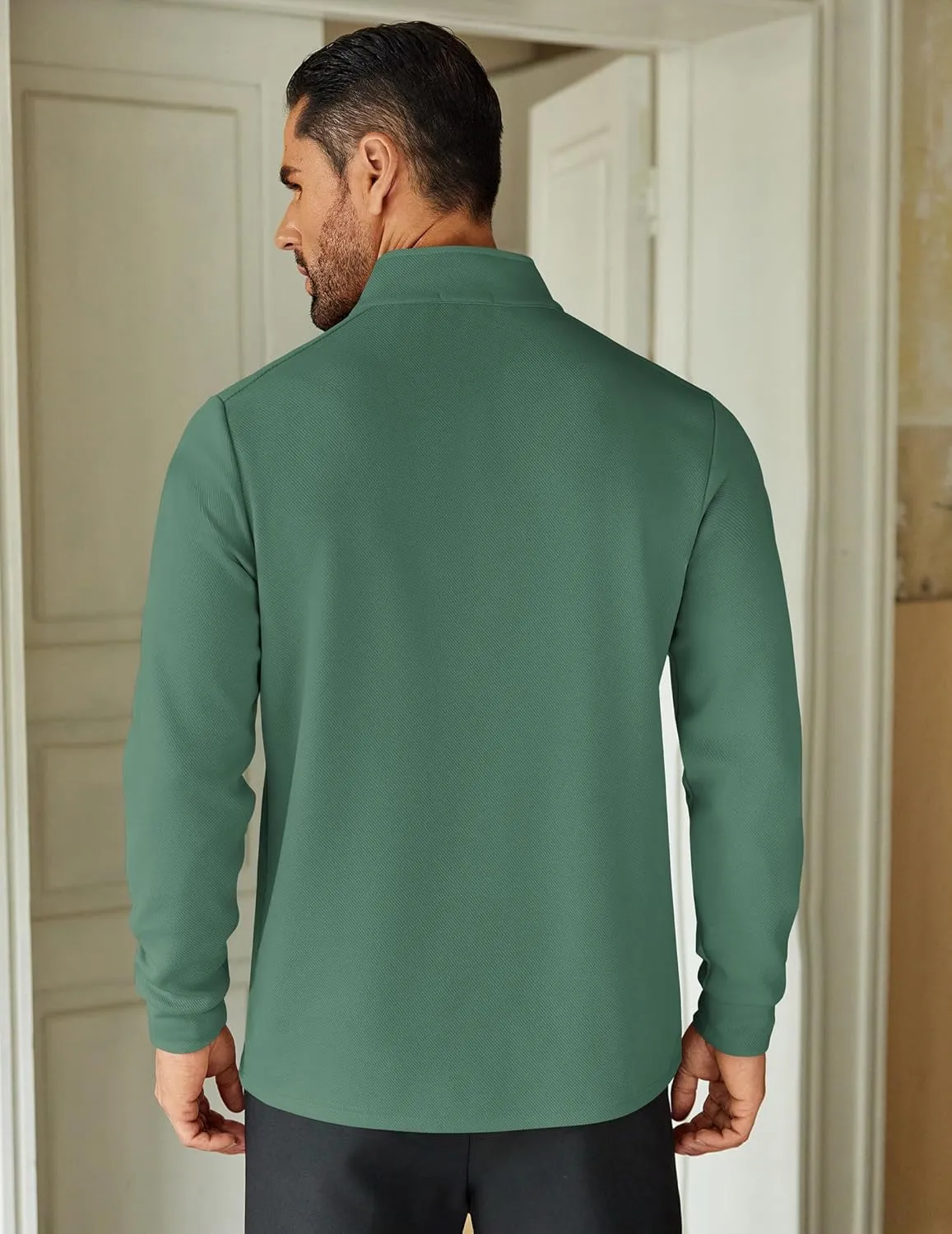 COOFANDY Men's Quarter Zip Up Pullover Lightweight Mock Neck Sweatshirt Casual Long Sleeve Polo Shirt