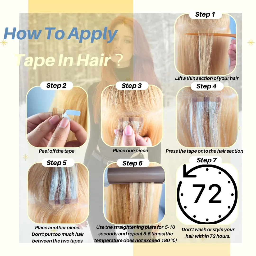 Copper Tape in Hair Extensions Human Hair Invisible 16 Inch Tape in Human Hair Extensions for Women