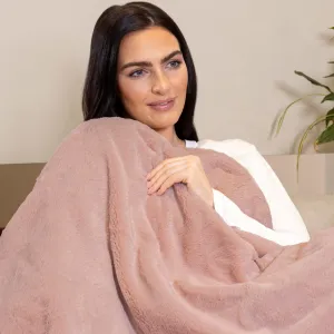 Cosy Up Silky Soft Faux Fur Warming Throw - Pink