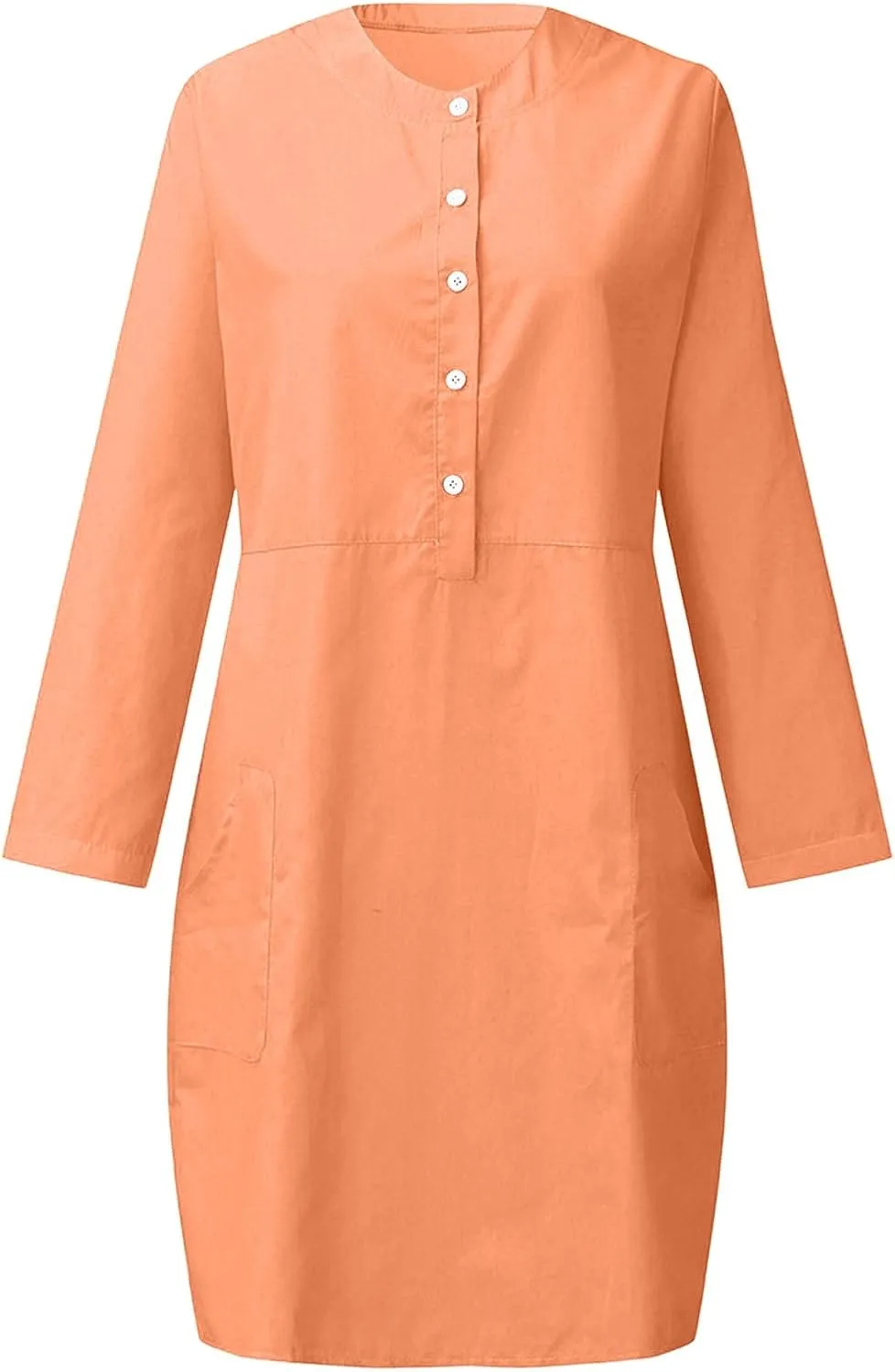 Cotton Linen Dresses for Women 2024 Fall Long Sleeve Solid Button Down Dress Semi Formal Pullover Top Linen Dresses