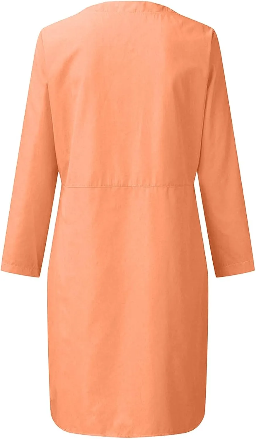 Cotton Linen Dresses for Women 2024 Fall Long Sleeve Solid Button Down Dress Semi Formal Pullover Top Linen Dresses