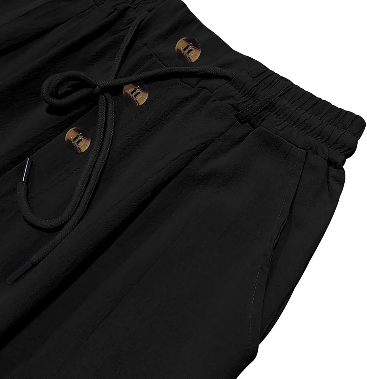 Cotton Linen Pants for Men Elastic Waist Button Down Casual Lightweight Loose Fit Trousers Summer Beach Yoga Pants