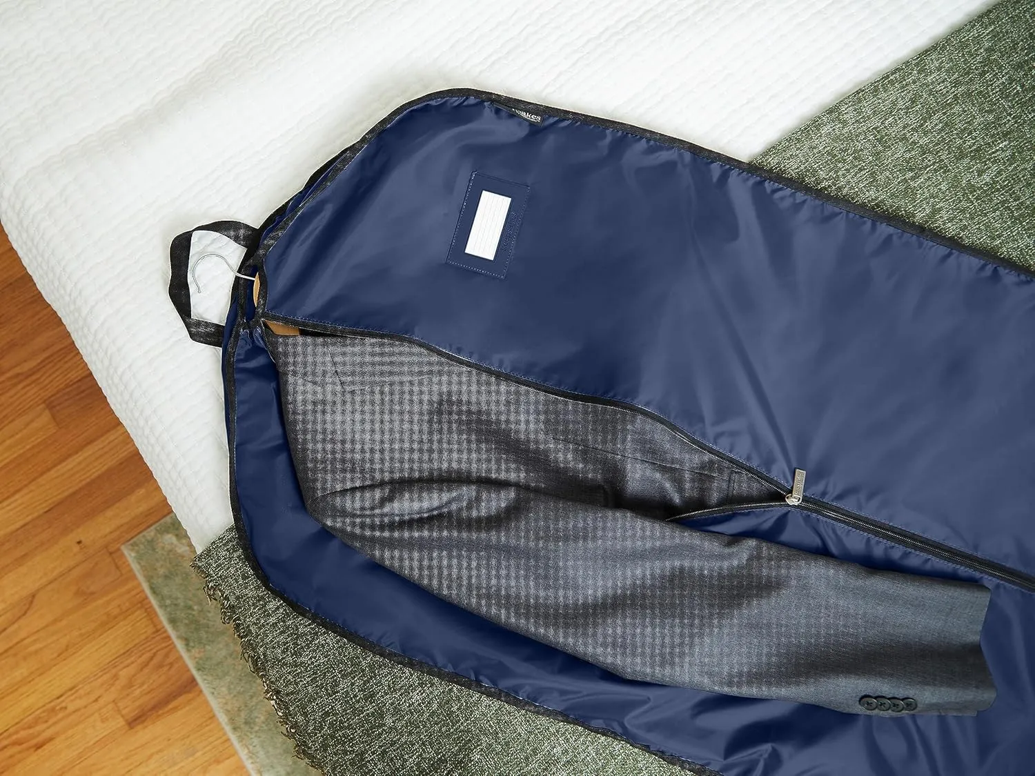 Covermates Keepsakes Deluxe Garment Bag Set - Premium Polyester - Full Length Zipper - ID Window - Carrying Handles - Stowaway Pouch - Closet Storage, Blue