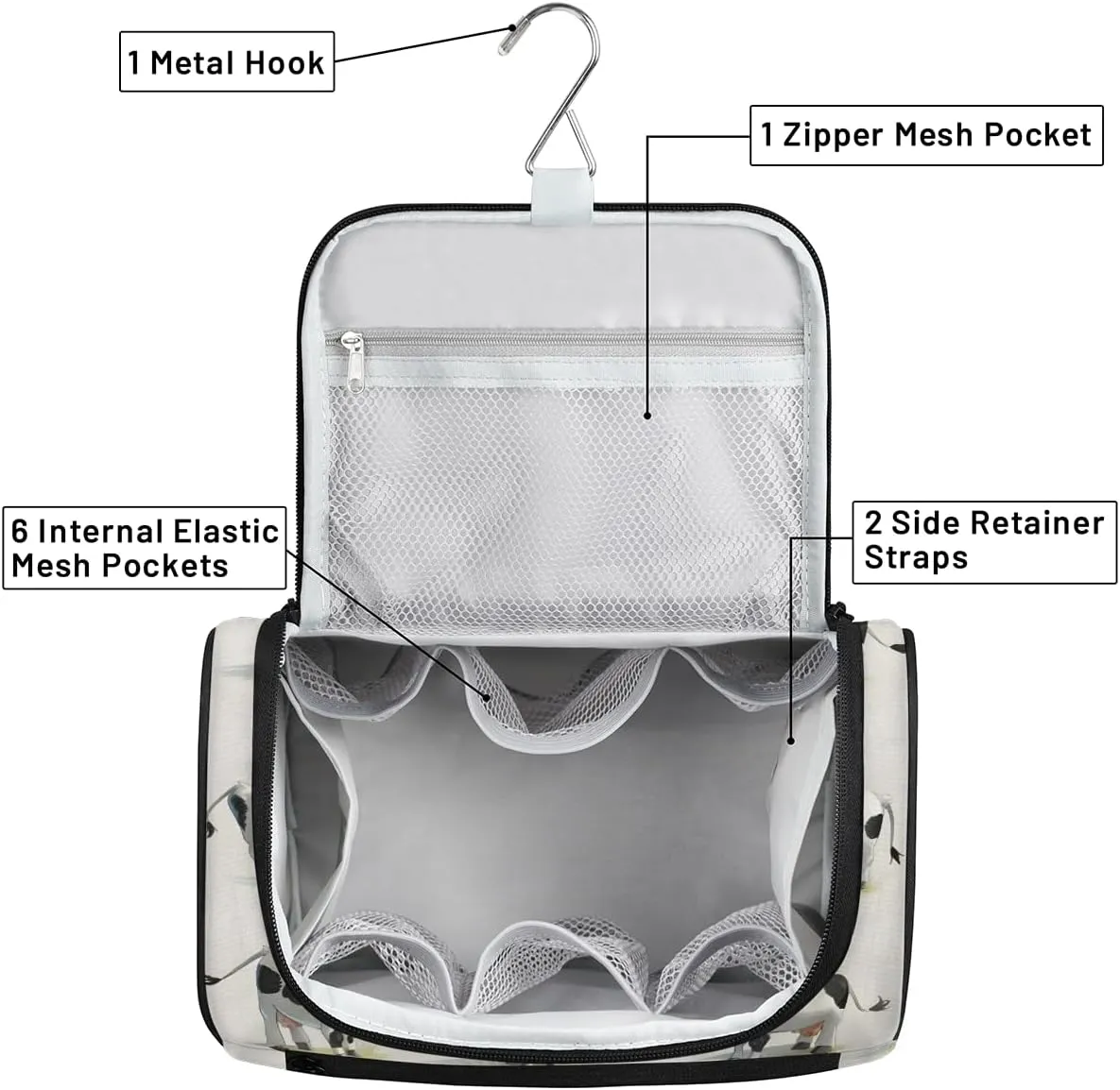 Cow Farm Animal Travel Toiletry Bag for Men and Women, Large Hanging Makeup Bag Organizer Toiletries Bag for Travel, Cosmetic Bag with Handle
