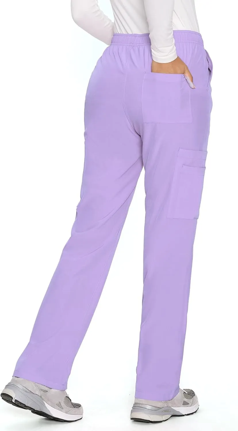 COZYFIT Straight Leg Scrub Pants for Women, Drawstring Soft Stretch, Anti-Wrinkle Women's Scrub Pants with 6 Pockets