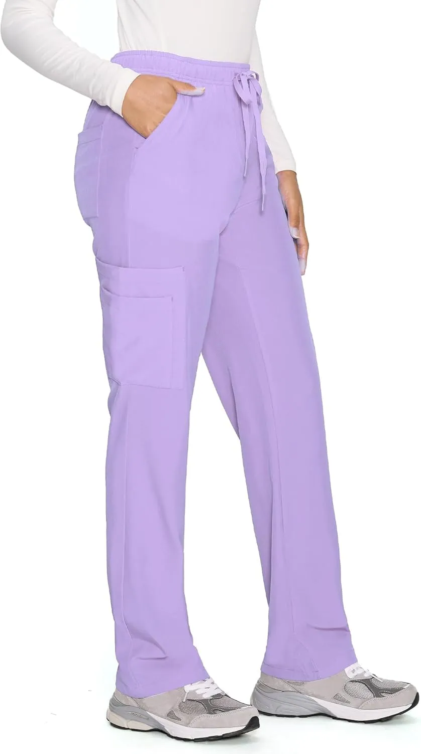 COZYFIT Straight Leg Scrub Pants for Women, Drawstring Soft Stretch, Anti-Wrinkle Women's Scrub Pants with 6 Pockets