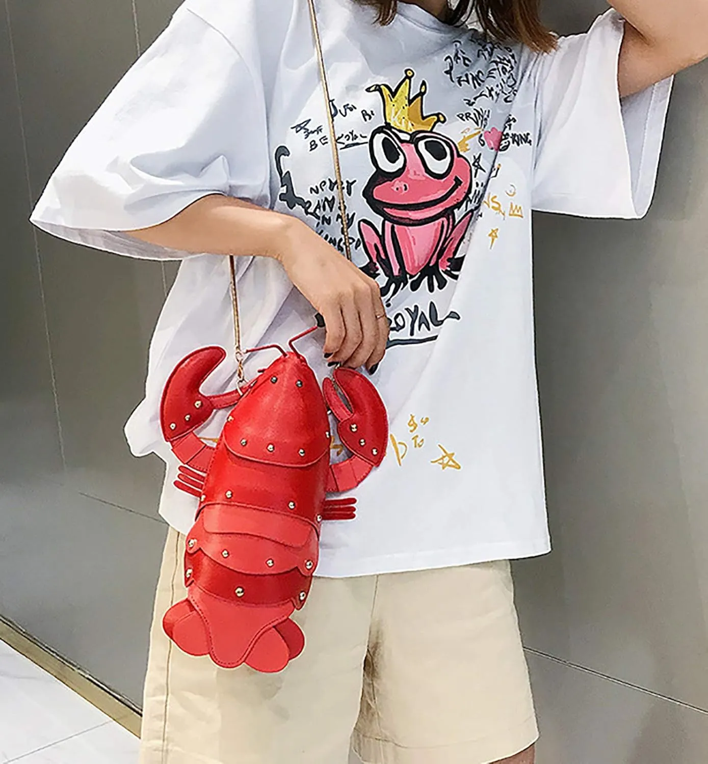 Crab Shape Handbag with Crab Coin Purse Crossbody Bag Crayfish Shells Purse Detachable Shoulder Bag Women's Satchel