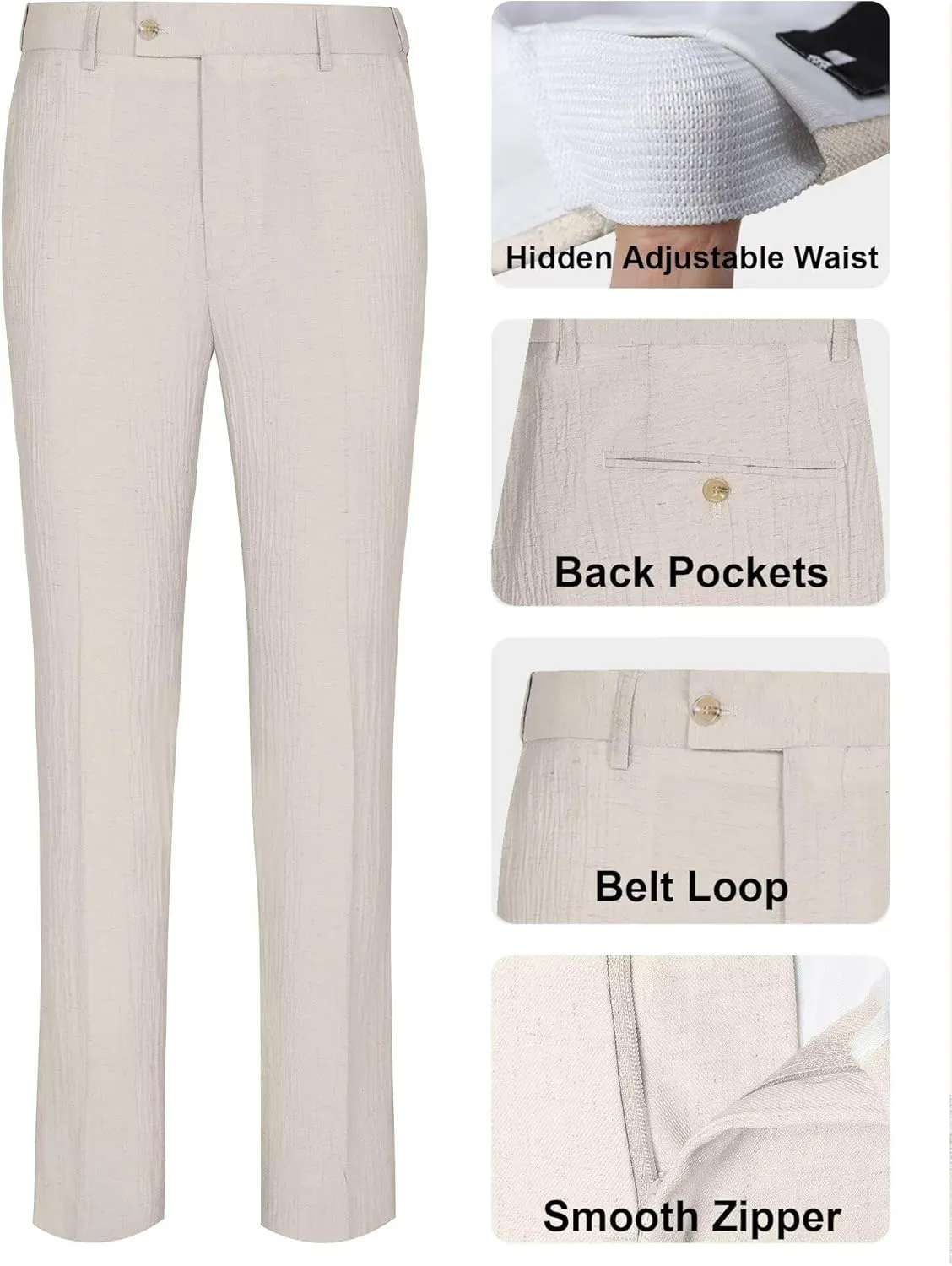 Crinkle Linen Men Suit 3 Piece Slim Fit Mens Linen Suits Blazer Jackets Vest Pants Set Wedding Prom Tuxedo Outfit