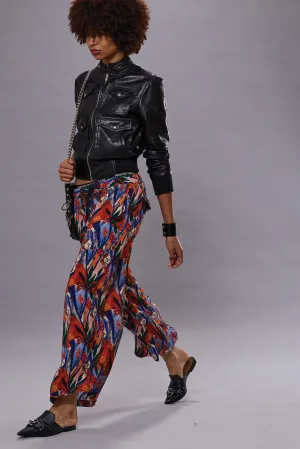 CROPPED WIDE LEG UTILITY PANT - MULTICOLOR PRINT