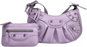 Crossbody Bags For Women 2 Set with Small Purse Rivet Shoulder Bag Adjustable Strap PU Leather Trendy Handbags