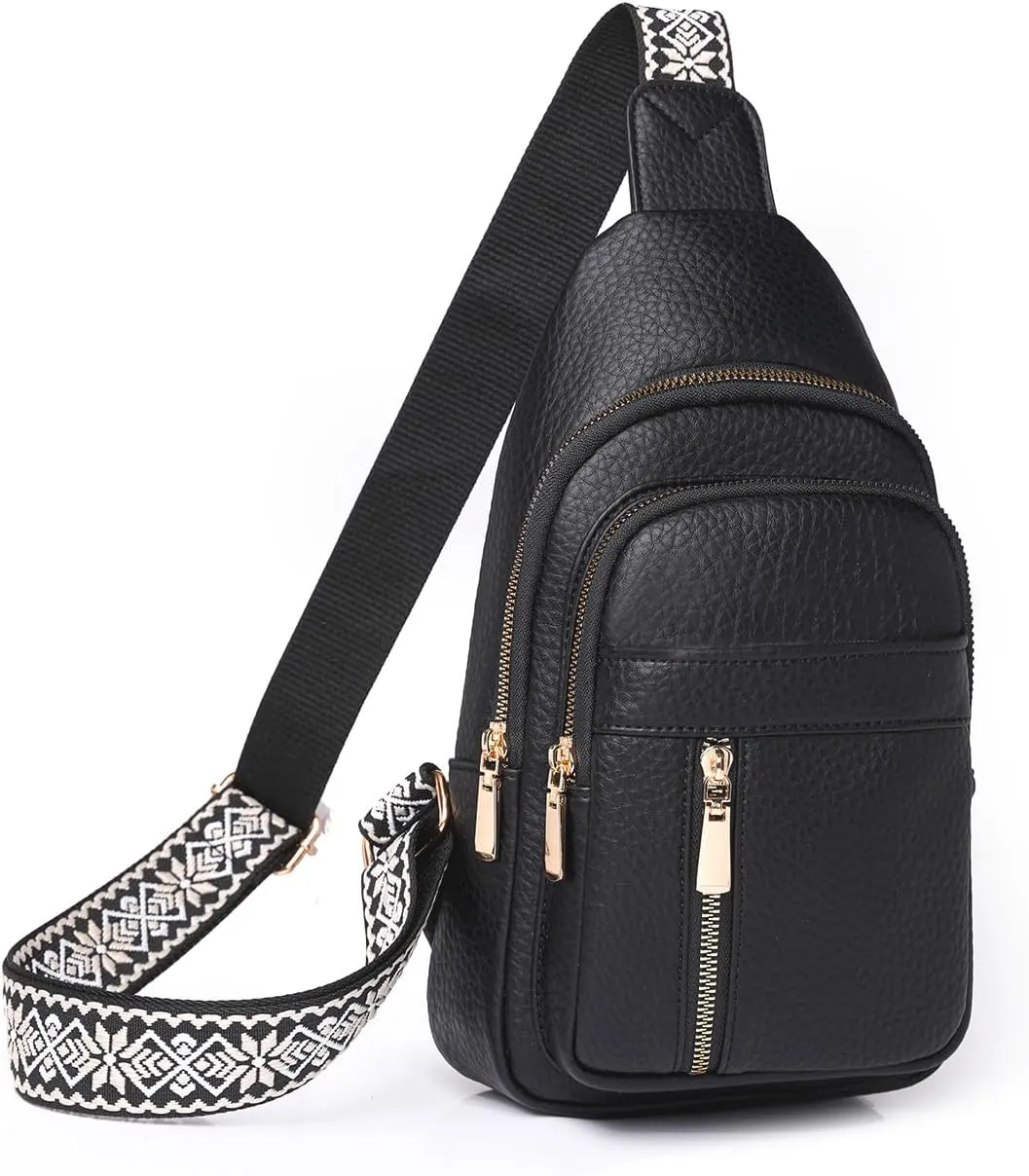Crossbody Bags for Women, Leather Sling Bag for Women Fanny Pack Chest Bag Strap, Waist Packs Bag for Travel