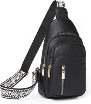 Crossbody Bags for Women, Leather Sling Bag for Women Fanny Pack Chest Bag Strap, Waist Packs Bag for Travel