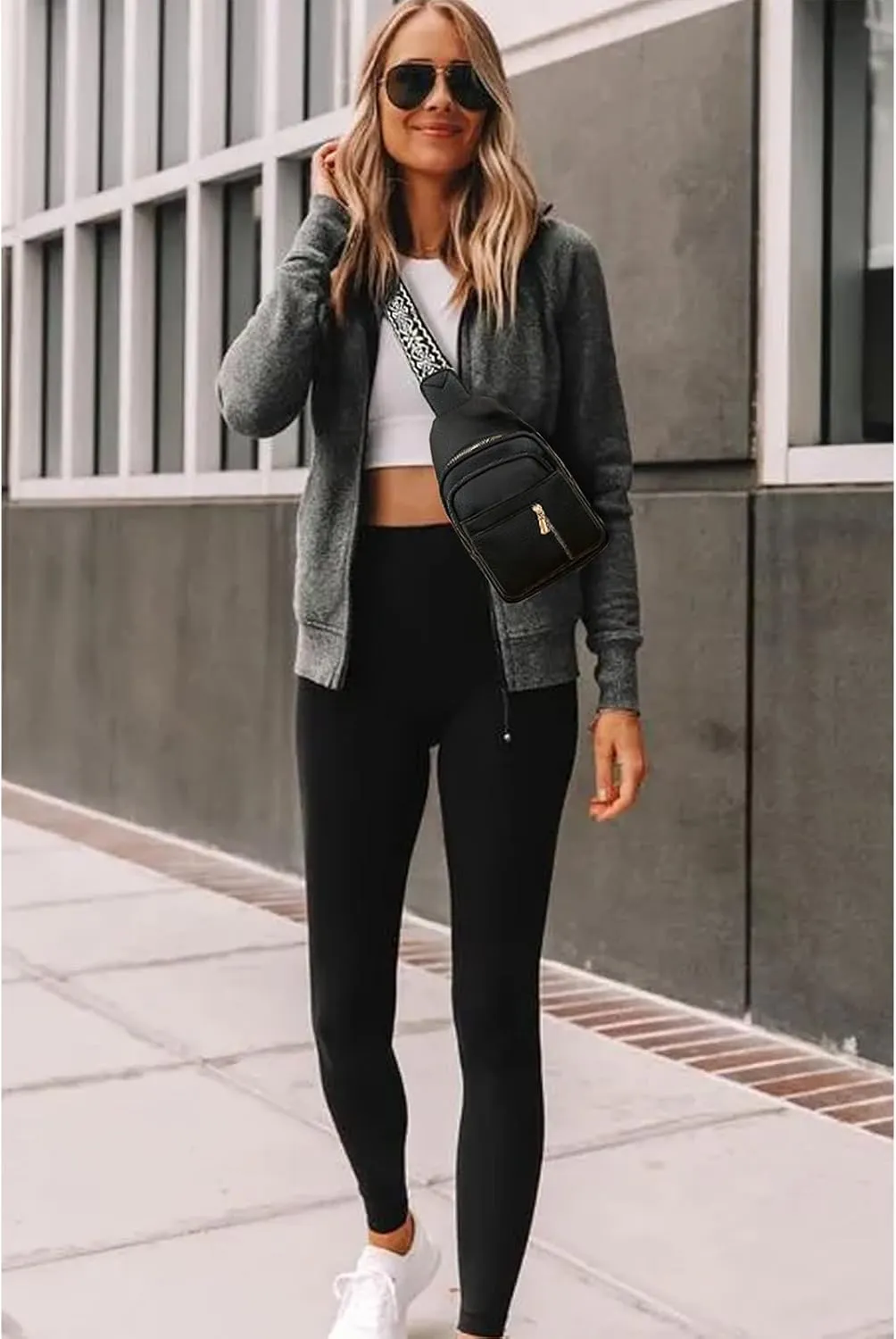 Crossbody Bags for Women, Leather Sling Bag for Women Fanny Pack Chest Bag Strap, Waist Packs Bag for Travel