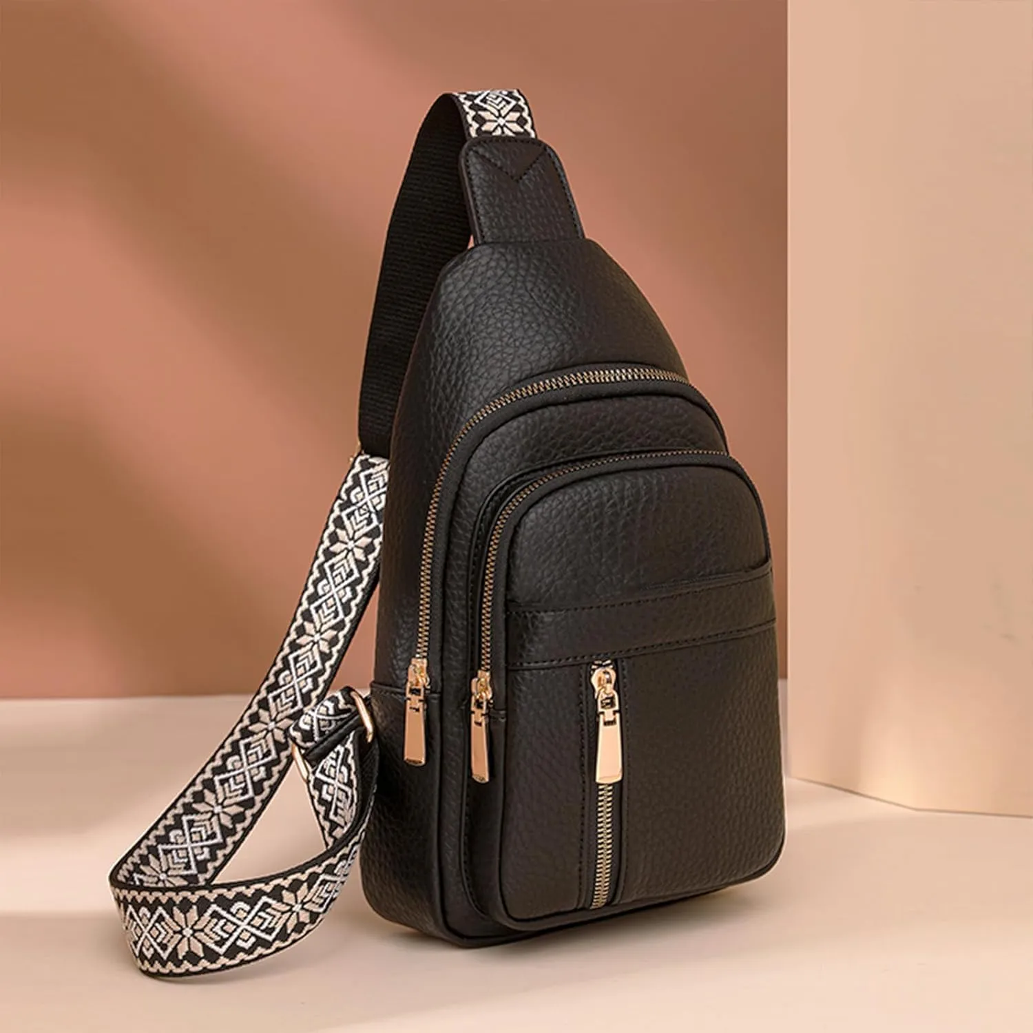 Crossbody Bags for Women, Leather Sling Bag for Women Fanny Pack Chest Bag Strap, Waist Packs Bag for Travel