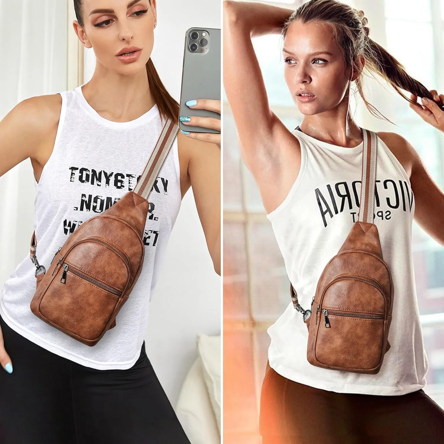 Crossbody Bags for Women Men Sling Bag 5 Pockets Fanny Pack Sling Backpack Chest Daypack Travel Purse Anti Theft