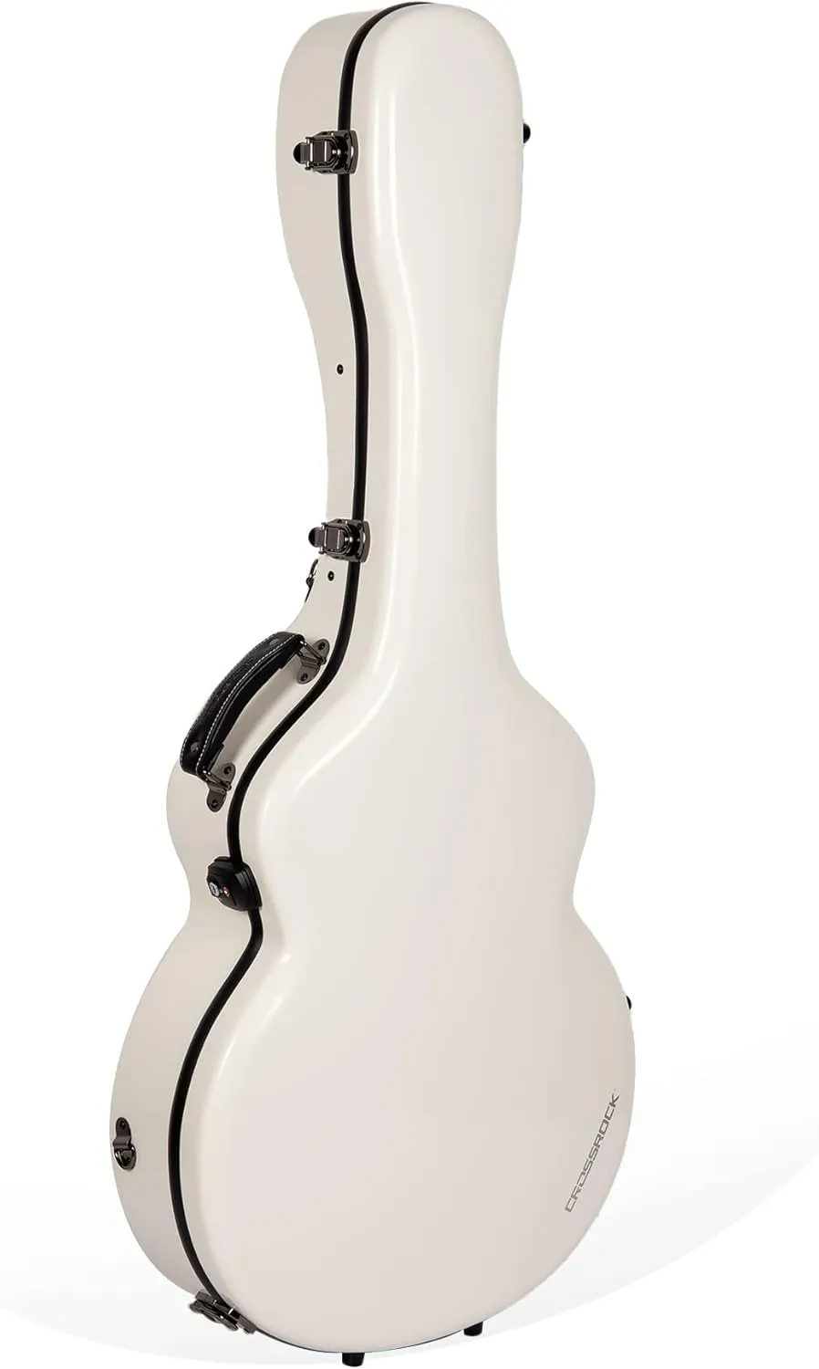 Crossrock Fiberglass Case with TSA Lock for Super Jumbo Guitar-Milky White (CRF2020SBMW)