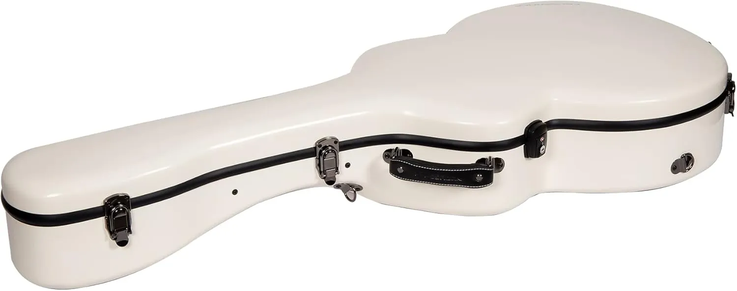 Crossrock Fiberglass Case with TSA Lock for Super Jumbo Guitar-Milky White (CRF2020SBMW)