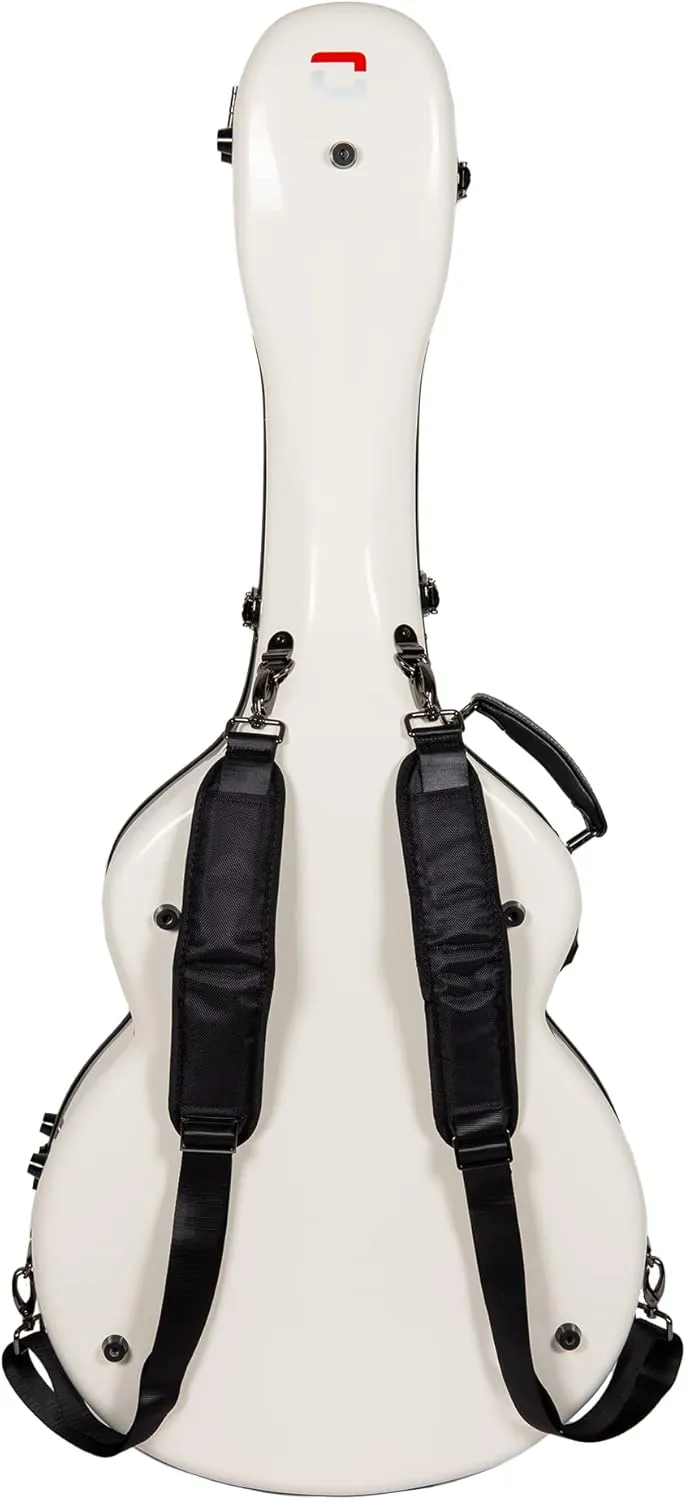 Crossrock Fiberglass Case with TSA Lock for Super Jumbo Guitar-Milky White (CRF2020SBMW)