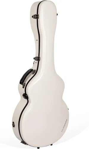 Crossrock Fiberglass Case with TSA Lock for Super Jumbo Guitar-Milky White (CRF2020SBMW)