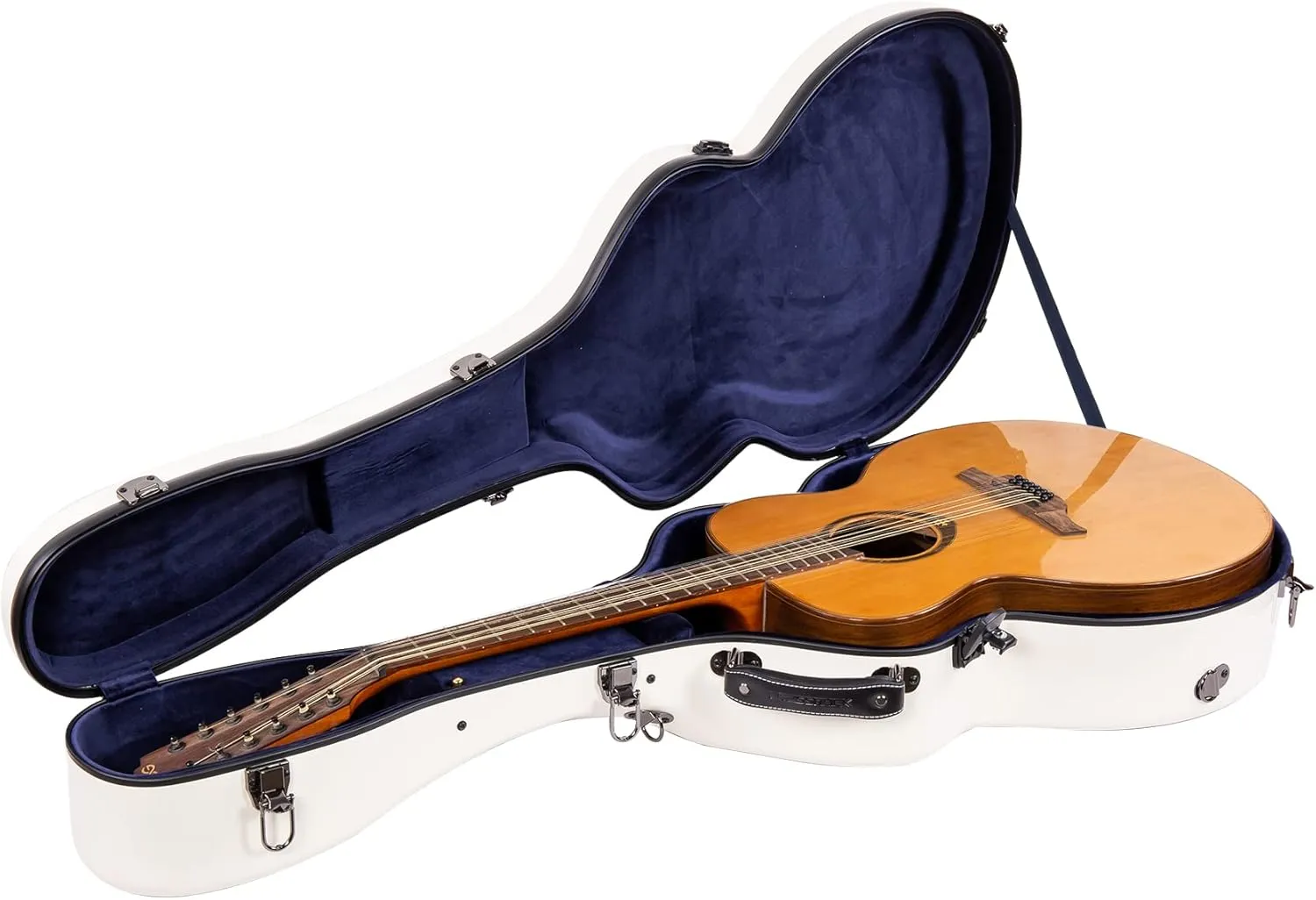 Crossrock Fiberglass Case with TSA Lock for Super Jumbo Guitar-Milky White (CRF2020SBMW)