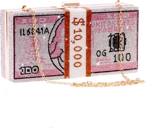 Crystal Money Bag Purse for Women Handbags Diamond Evening Purses and Clutches Wedding Glitter Money Clutch