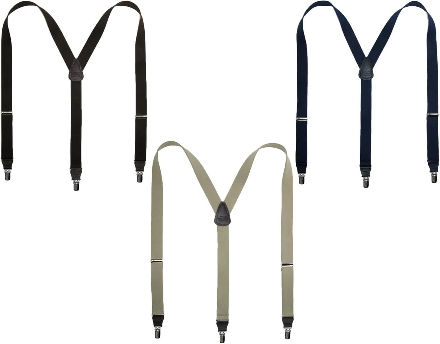 CTM® Men's Big & Tall Elastic Clip End Premium Solid Suspenders