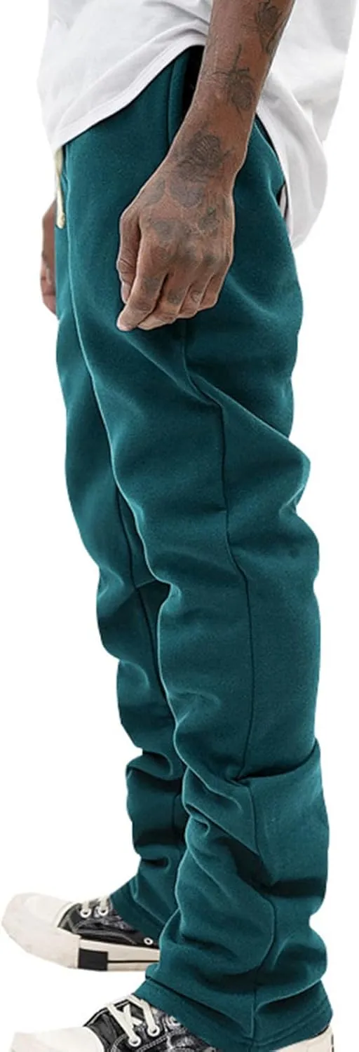 Ctreela Men Bootcut Stacked Sweatpants Joggers Sweatpants Athletic Running Pants Drawstring Workout Track Pants with Pockets