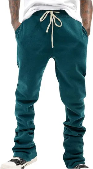 Ctreela Men Bootcut Stacked Sweatpants Joggers Sweatpants Athletic Running Pants Drawstring Workout Track Pants with Pockets