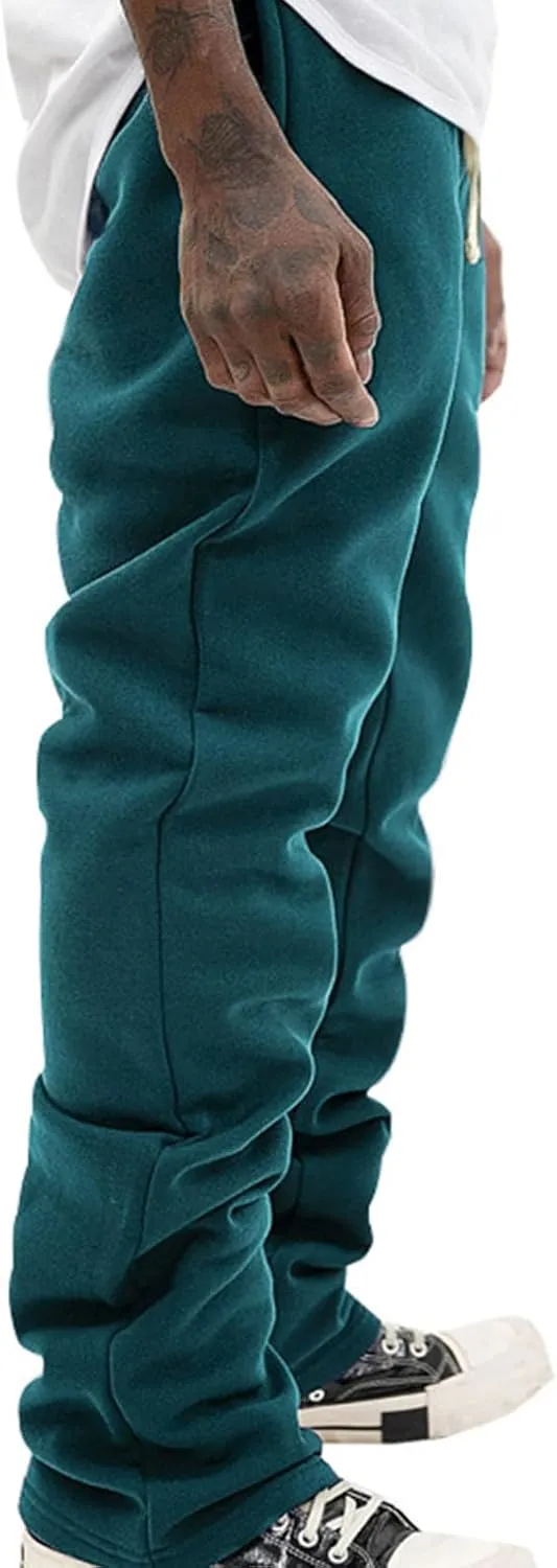 Ctreela Men Bootcut Stacked Sweatpants Joggers Sweatpants Athletic Running Pants Drawstring Workout Track Pants with Pockets