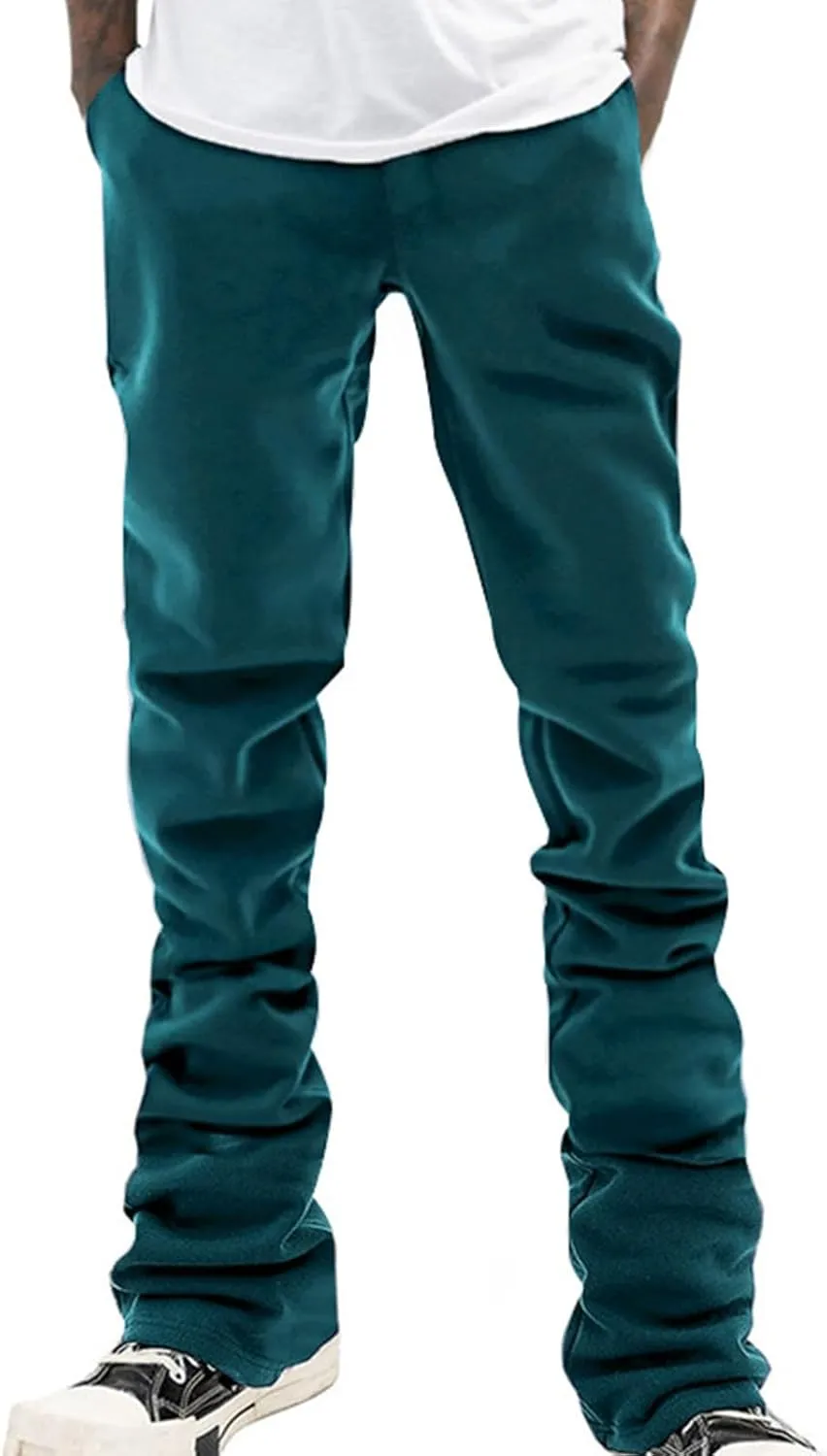 Ctreela Men Bootcut Stacked Sweatpants Joggers Sweatpants Athletic Running Pants Drawstring Workout Track Pants with Pockets