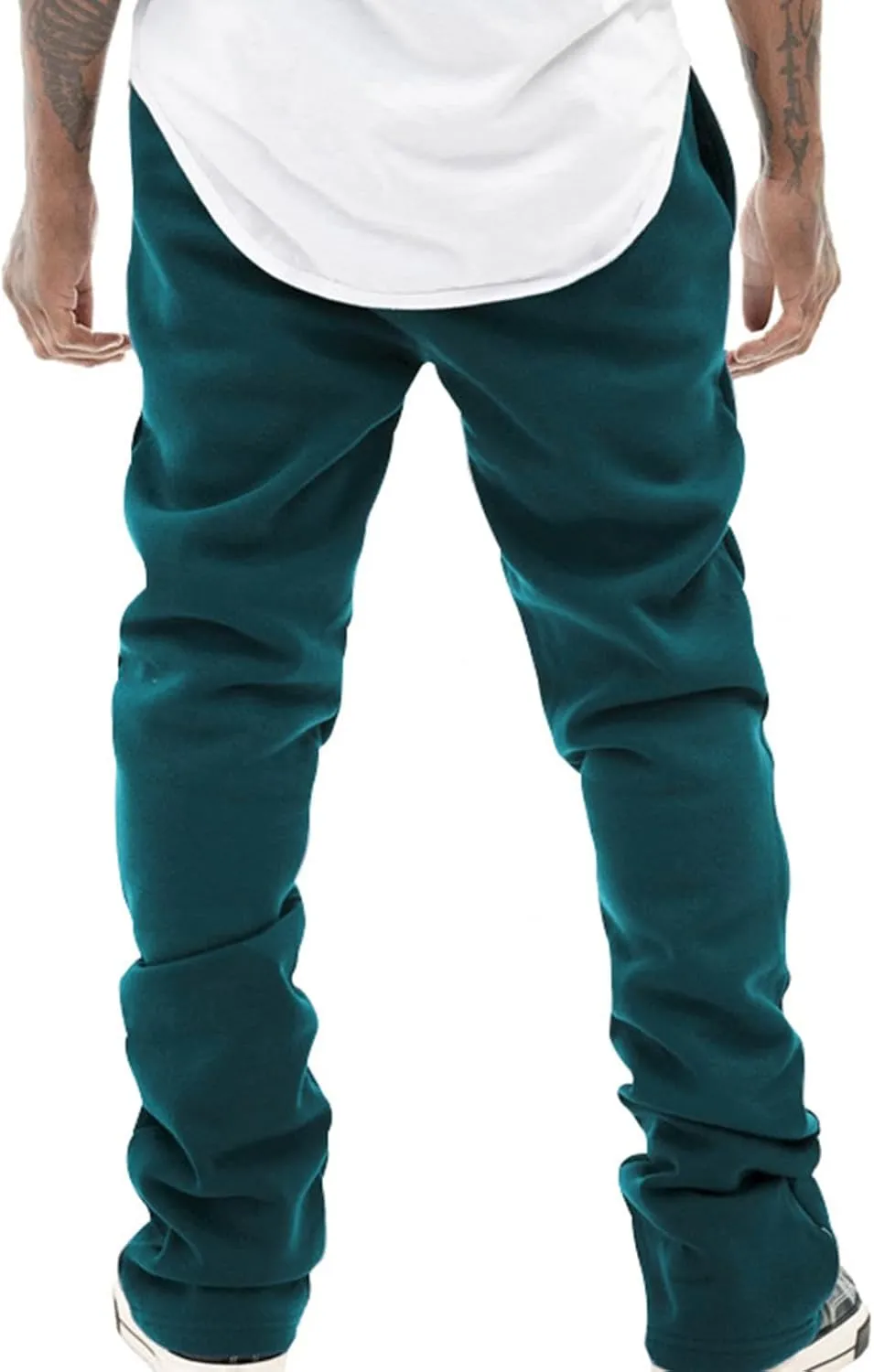 Ctreela Men Bootcut Stacked Sweatpants Joggers Sweatpants Athletic Running Pants Drawstring Workout Track Pants with Pockets