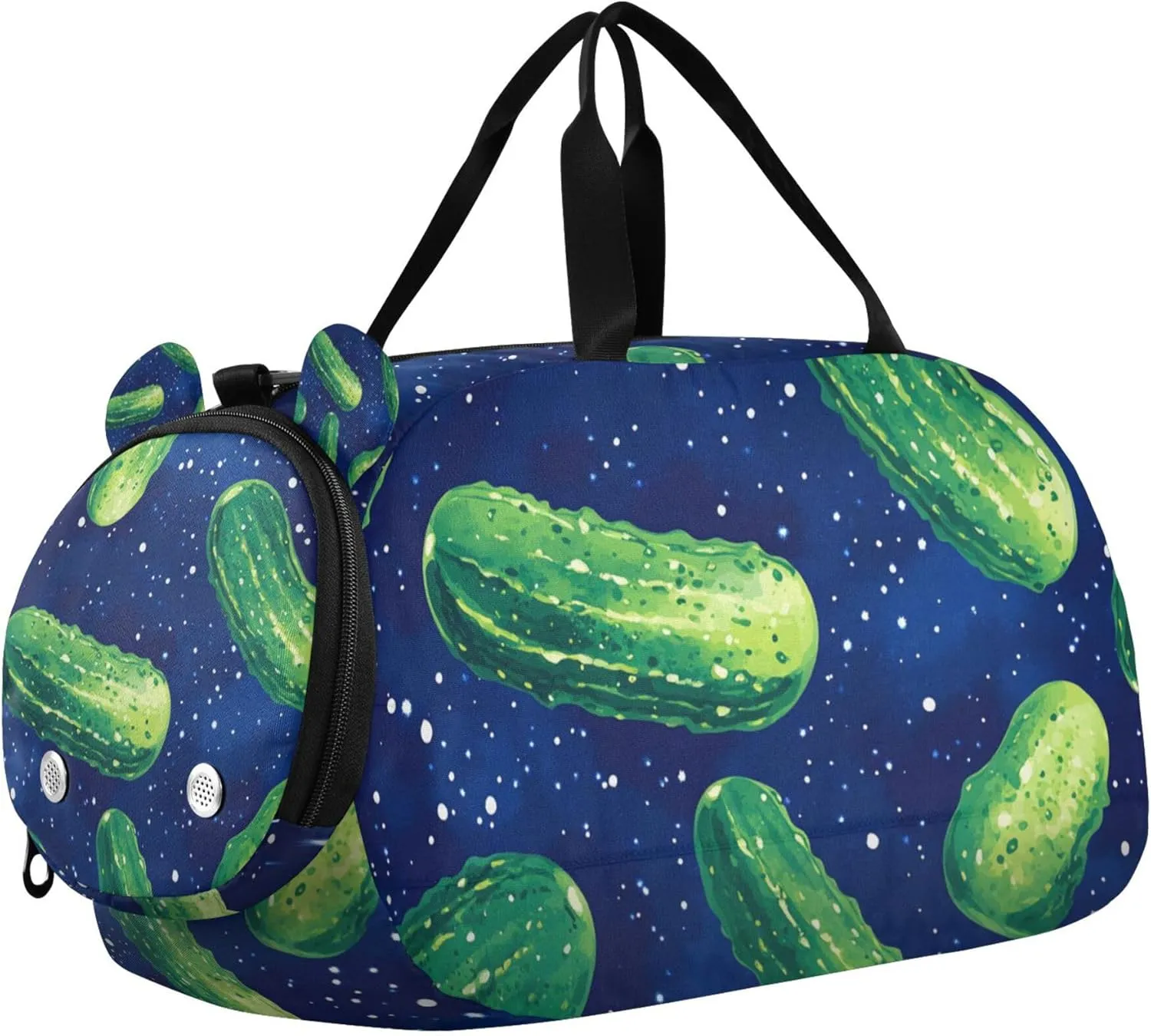 Cucumber Blue Duffle Bag for Toddler Boys Girls, Gym Sports Bag with Shoe Compartments, Kids Travel Overnight Weekender Shoulder Bag