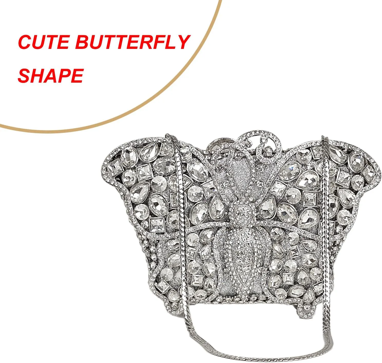 Cute Butterfly Evening Bag Bling Rhinestone Purse Animal Crystal Clutch for Wedding Prom Party Handbag