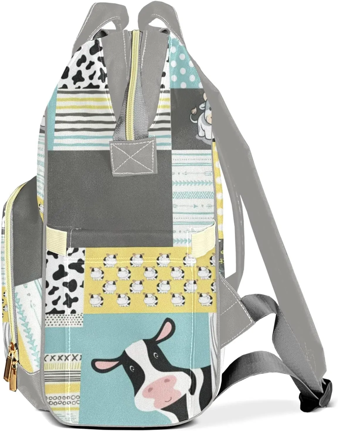 Cute Cow Pattern Personalized Diaper Bag Backpack Name Custom Mommy Nappy Baby Bag Daypack for Mom Dad Gifts