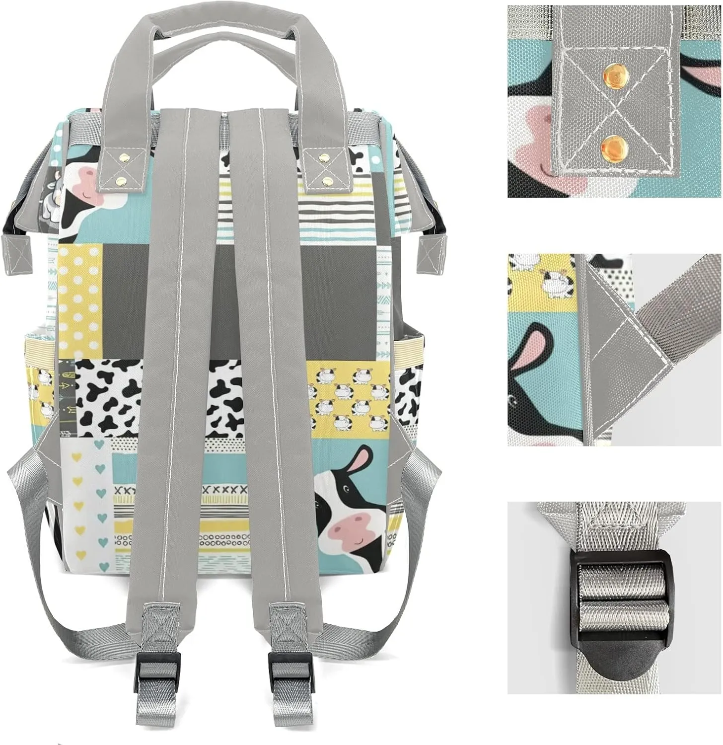 Cute Cow Pattern Personalized Diaper Bag Backpack Name Custom Mommy Nappy Baby Bag Daypack for Mom Dad Gifts