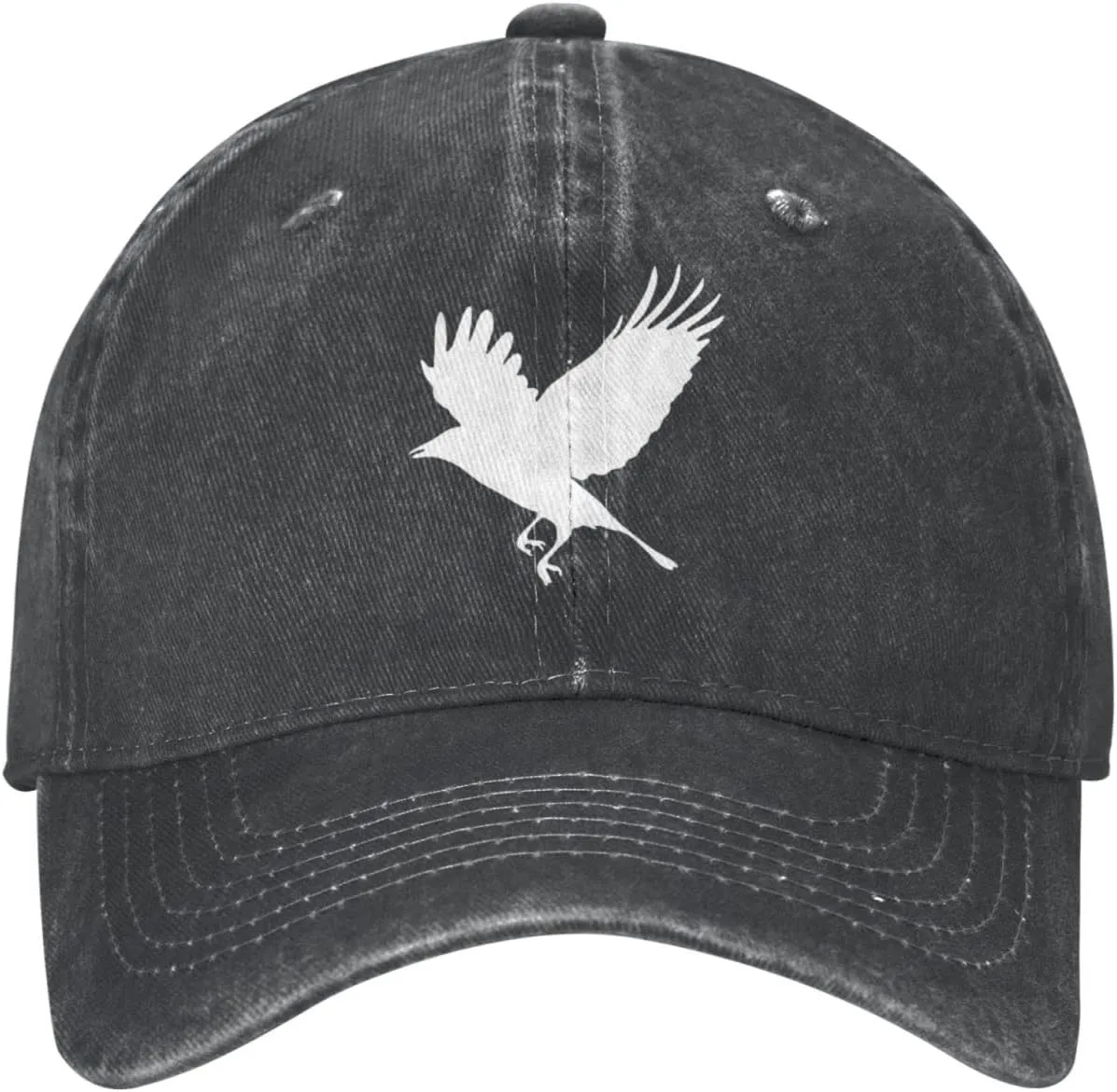 Cute-Crow-Raven-Black-Bird-Animal Adjustable Cowboy Hat Outdoor Travel Casual Hat Sandwich Hat Washed Denim Hat