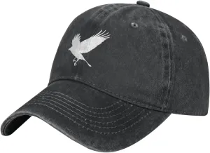 Cute-Crow-Raven-Black-Bird-Animal Adjustable Cowboy Hat Outdoor Travel Casual Hat Sandwich Hat Washed Denim Hat