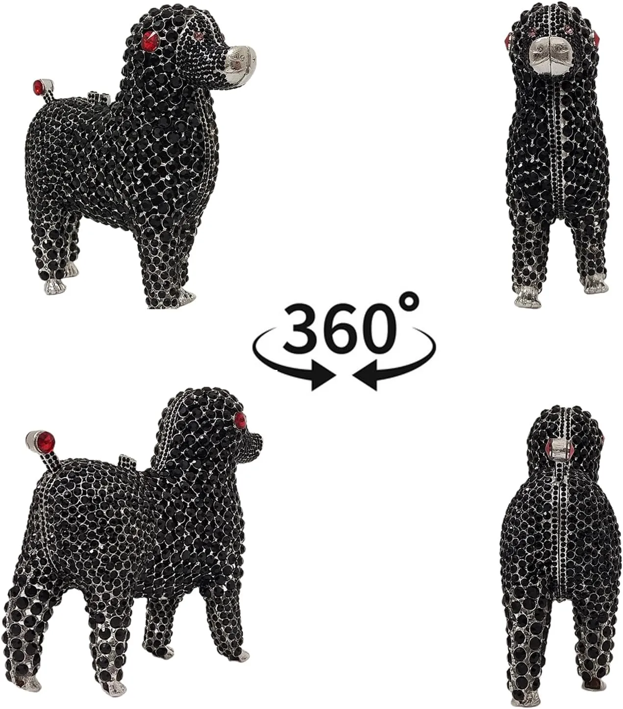 Cute Poodle Evening Bag Dog Rhinestone Purse Animal Crystal Clutch for Party Wedding Prom Handbag
