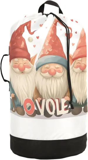 Cute Three Dwarf Laundry Backpack Bag with Drawstring Closure Waterproof Laundry Bag Laundry Hamper Clothes Storage for Travel Laundromat Apartment