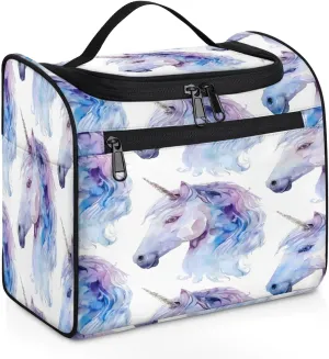 Cute Unicorn Horse Travel Toiletry Bag for Men and Women, Large Hanging Makeup Bag Organizer Toiletries Bag for Travel, Cosmetic Bag with Handle