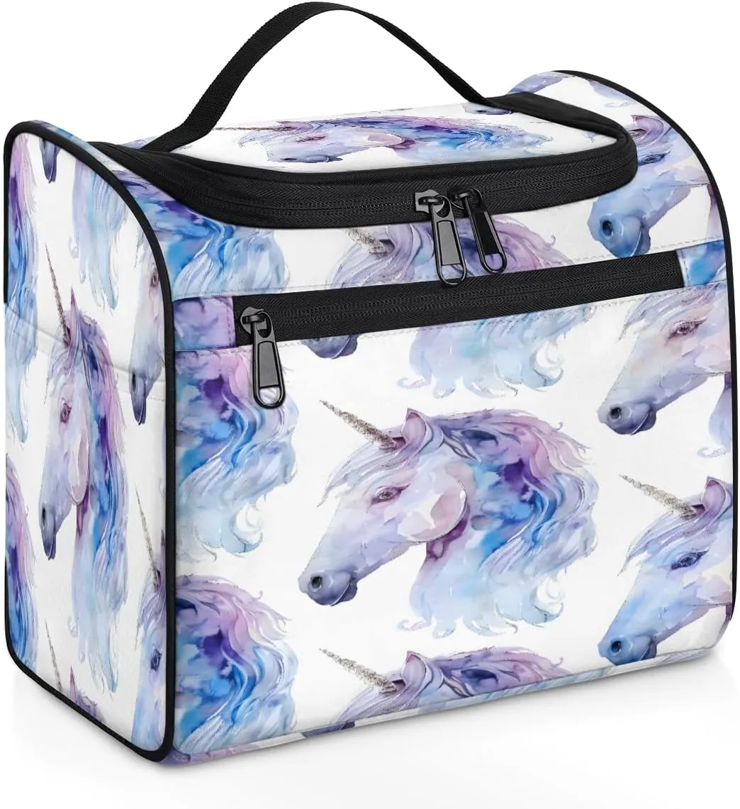 Cute Unicorn Horse Travel Toiletry Bag for Men and Women, Large Hanging Makeup Bag Organizer Toiletries Bag for Travel, Cosmetic Bag with Handle