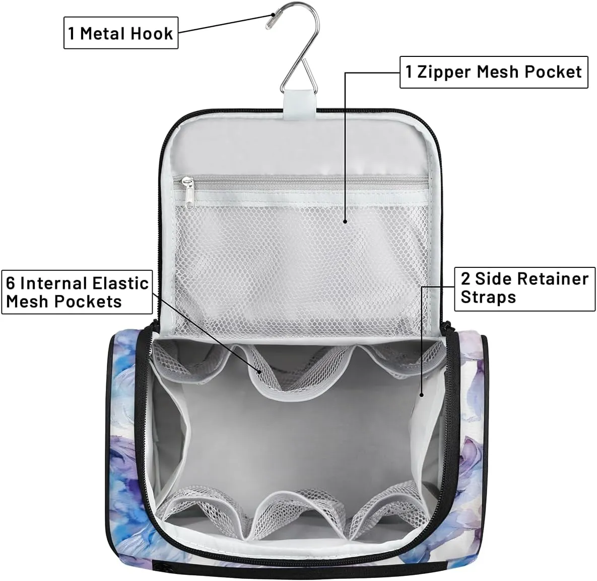 Cute Unicorn Horse Travel Toiletry Bag for Men and Women, Large Hanging Makeup Bag Organizer Toiletries Bag for Travel, Cosmetic Bag with Handle