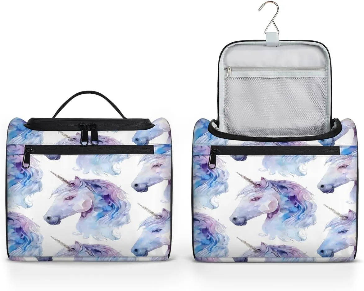 Cute Unicorn Horse Travel Toiletry Bag for Men and Women, Large Hanging Makeup Bag Organizer Toiletries Bag for Travel, Cosmetic Bag with Handle