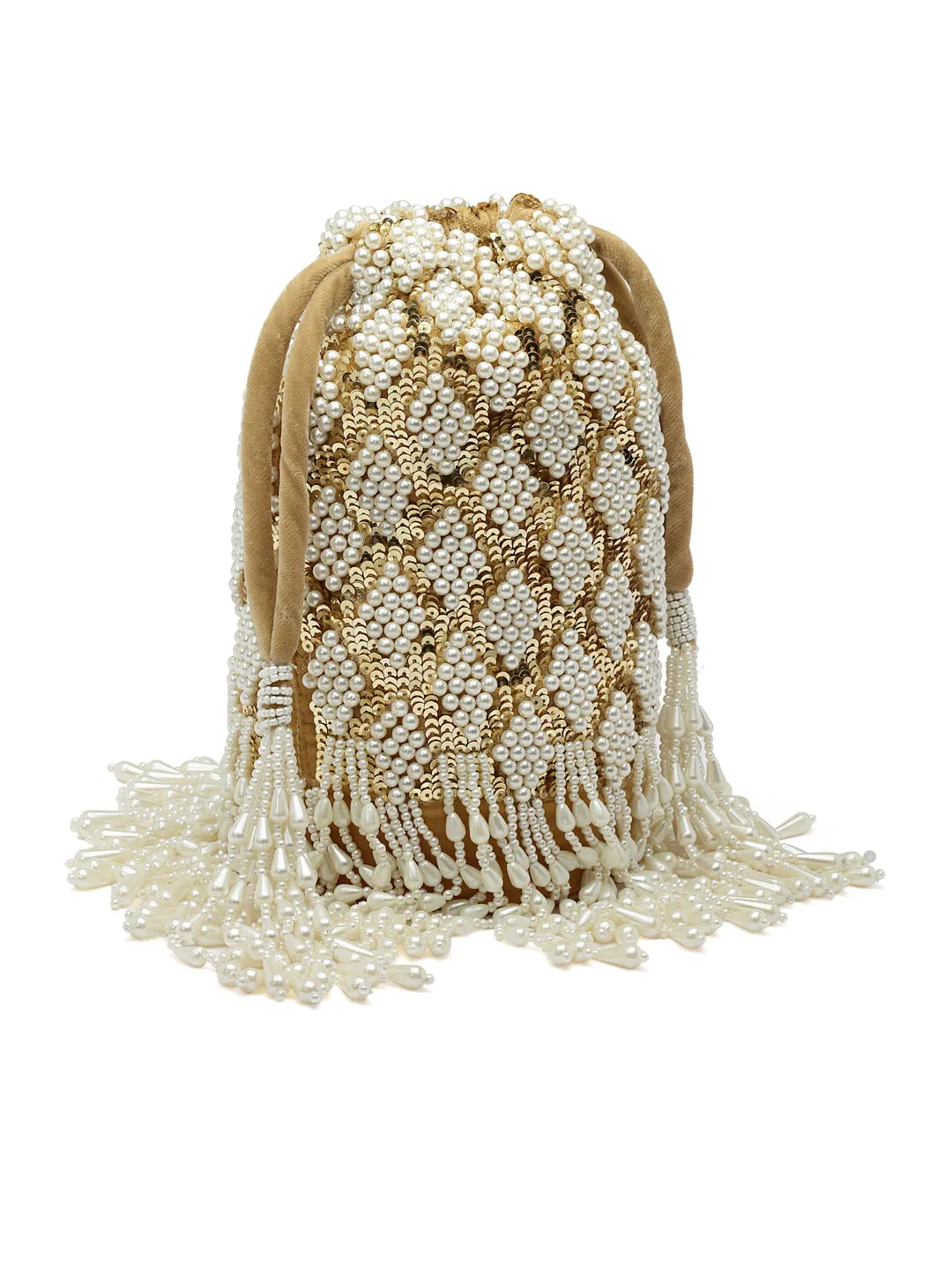 Dangle Diamond Embellished Velvet Potli