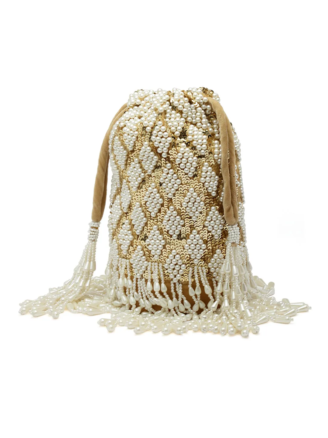 Dangle Diamond Embellished Velvet Potli