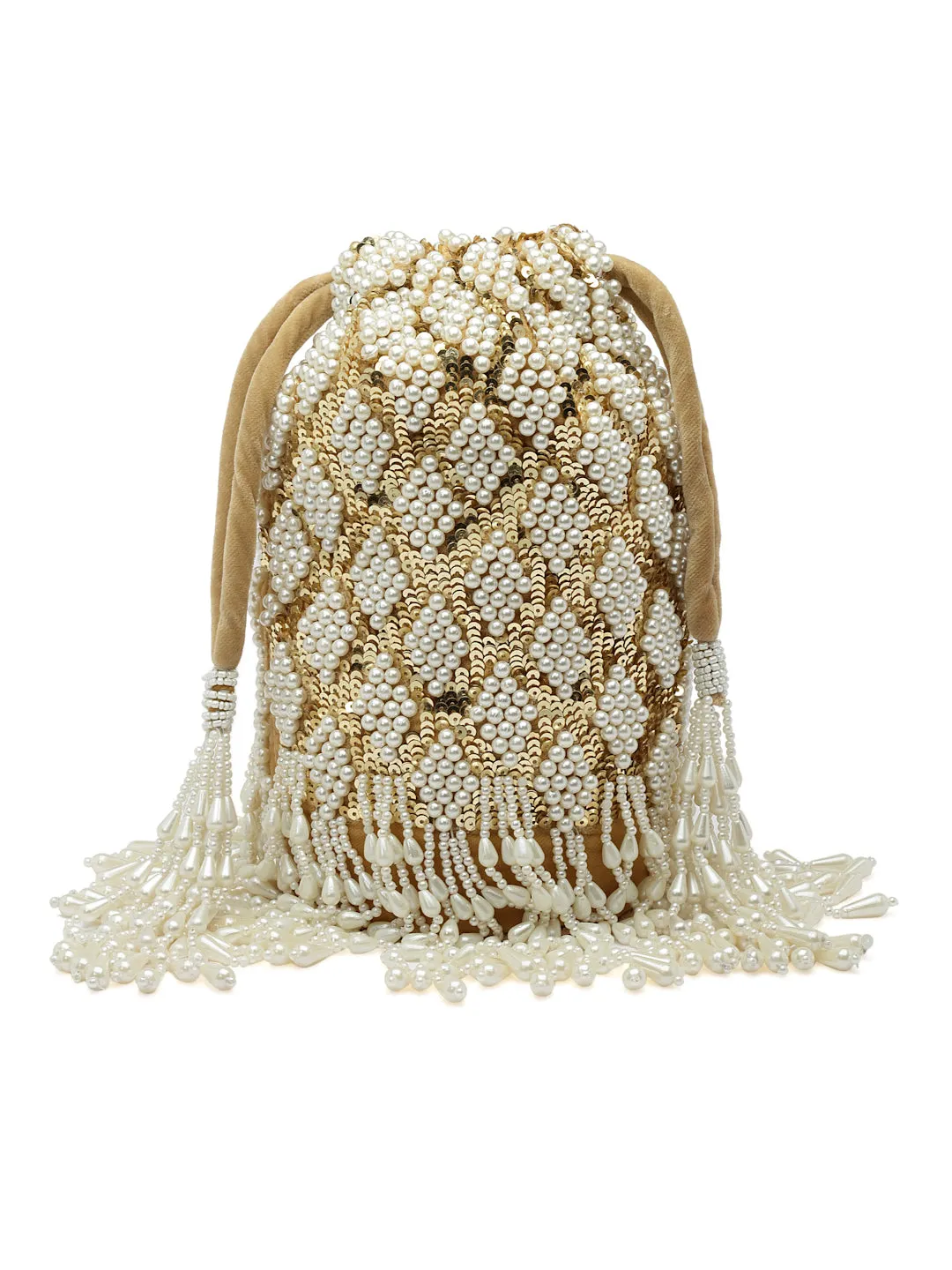 Dangle Diamond Embellished Velvet Potli