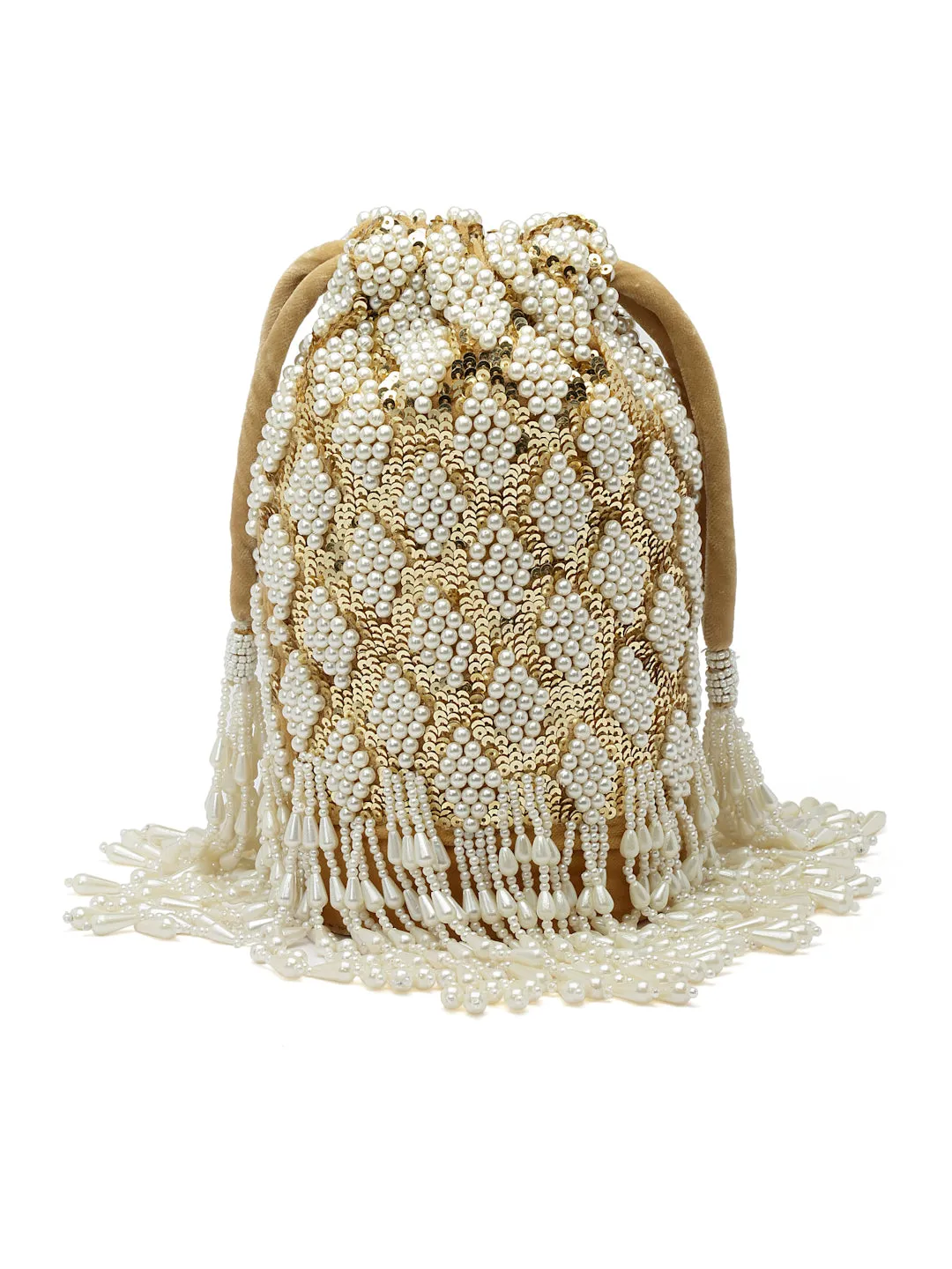 Dangle Diamond Embellished Velvet Potli